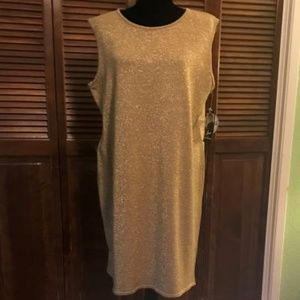 Gold Glitter Sleeveless Knit Dress